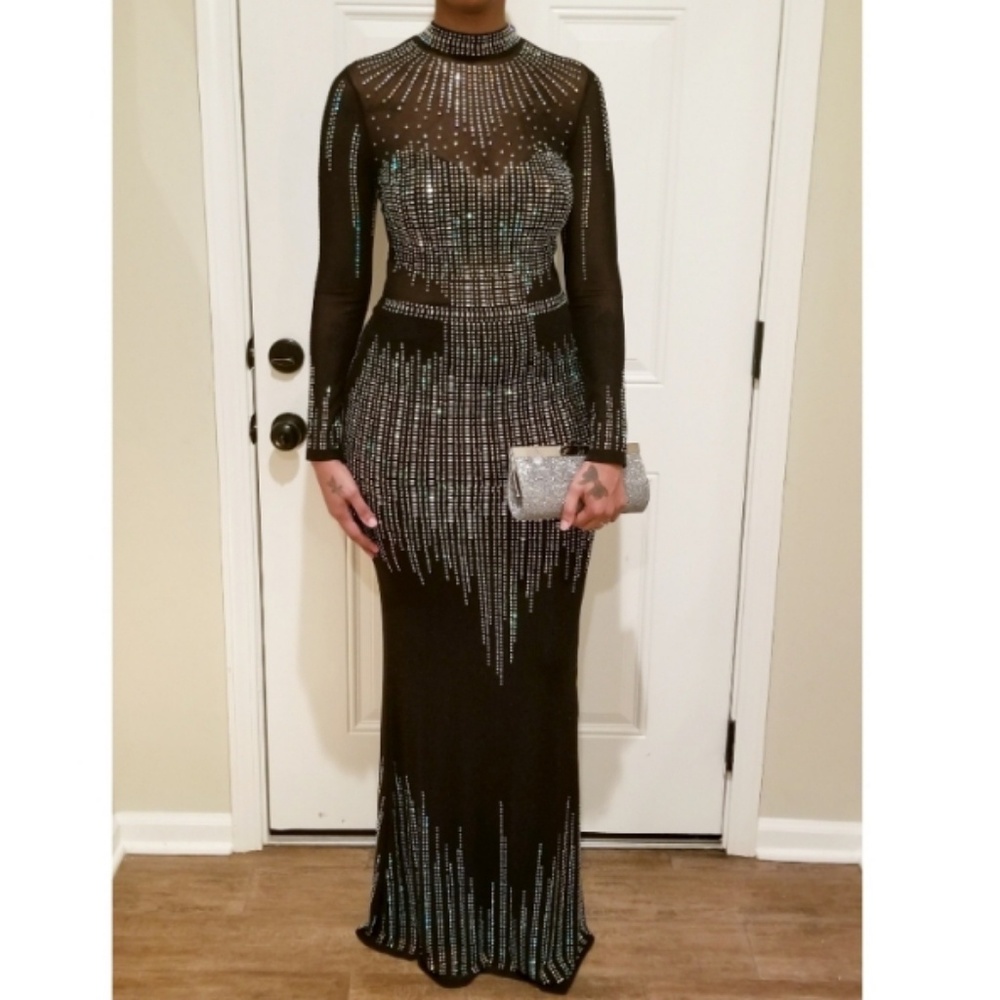Rhinestone Beaded Formal Prom Event Dress